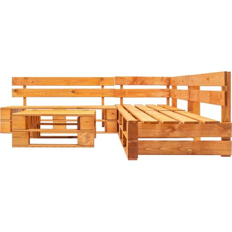 Maison Exclusive - Set Divani da Giardino su Pallet 4 pz Marrone ambra in Legno (1/3)