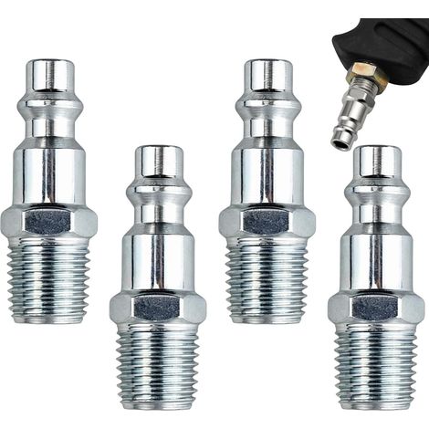 Set mit 6 Schnellkupplungen für Druckluft, 1/4" NPT-Außengewinde, vernickelter Stahl, pneumatische Anschlüsse, amerikanisches Gewinde für Kompressoren, Schnellkupplung für Druckluftsysteme und Drucklu (1/5)