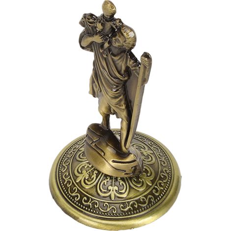 Cette statue de Jésus, de couleur olive, d'une hauteur de 3,5 pouces, avec une base en alliage robuste et des détails exquis, convient pour la maison, la voiture et le bureau. (1/5)