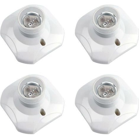 Douille Plafond E27 à Visser, Douille E27 Garage, AC 220-240V, Support Douille pour Ampoule LED, Base Plafonnier Culot E27, Base de Lampe Plastique Blanche pour Lampe au Mur, lot de 4 (1/5)