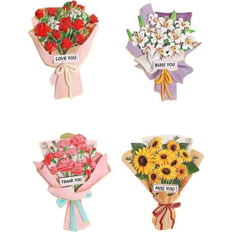 Lot de 4 aimants de réfrigérateur pour enfants, motif fleurs, en résine.-7.5x6.5cm-Colorful (1/3)