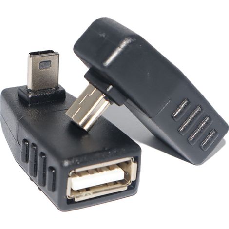 Mini USB to USB Female to OTG Adapter, 90 Degree Angled, Converter for Mobile Phone Mini USB Male to USB Female. (1/4)