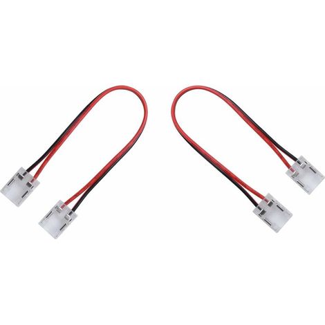 2x connecteur rapide câblé double monochrome pour ruban LED largeur 10mm x longueur 150mm 12V 24V controleur cuisine maison salle de bain (1/4)