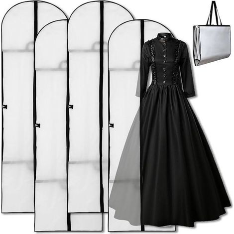 Housse De Voyage - 60x180 Cm - Pliable - Semi-Transparente - Anti-Poussiere - Impermeable - Pour Robes Longues Costumes Et Tenues De Soiree - 4 Unites (1/5)