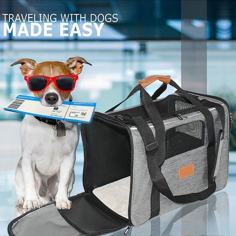 Cat and Dog Carrier Bag, Breathable Cat Carrier Crate (Maximum weight capacity 15lbs/7kg, 44 x 31 x 34cm) (1/5)