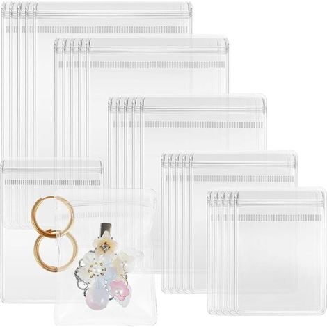 150 Pièces à en PVC Transparent, Pochettes en Plastique pour, Bagues, Boucles d'oreilles, de Rangement, Anti-Ternissement (1/4)
