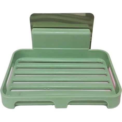 Portasapone da parete, non necessita di foratura e con sistema di drenaggio dell'acqua - Verde (1/3)