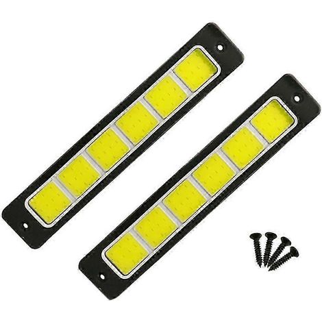 Lot de 2 feux de jour LED ultra-lumineux pour voiture, antibrouillards, étanches, flexibles, bande LED COB 190 x 35 mm, 12 V (1/5)