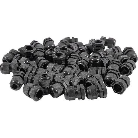 50 connecteurs étanches en plastique noir PG11 pour câbles de 5 à 10 mm de diamètre (1/5)