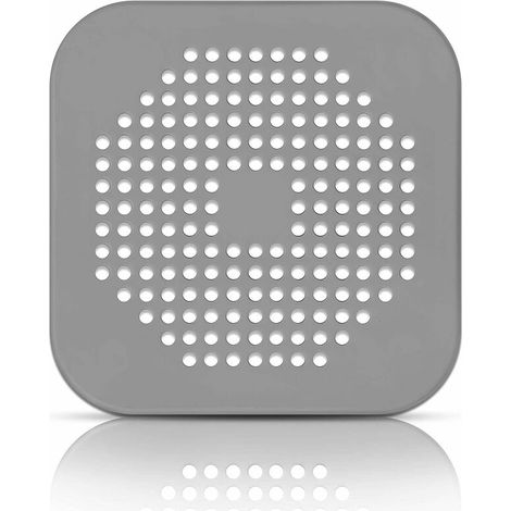 DEESSE SHOP - Filtre à cheveux de douche - attrape-cheveux de douche gris ou blanc évier en silicone/baignoire/filtre de douche-bouchon en caoutchouc salle de bain/cuisine,1414cm (Gris,2pc) (1/5)