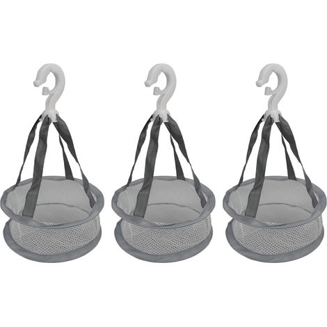 3 paniers suspendus en filet pour sécher pinceaux de maquillage, grille aérée, anti-vent, support de rangement mural, lot de 3 (1/5)