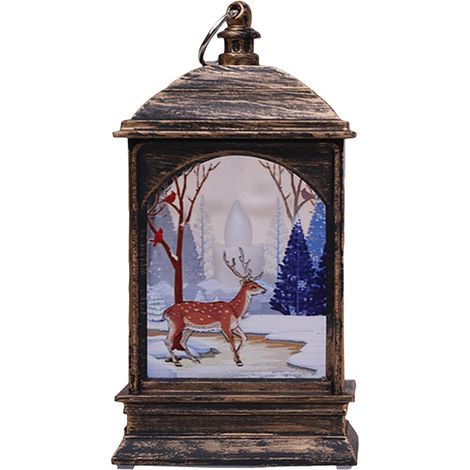 MINKUROW Simulazione Natalizia Led Fiamma Lampada Quadrata Lampada A Vento Decorazione Piccola Lampada A Olio Home Party Atmosfera Ornamenti Accessori Ufficio Soggiorno Decorazione Natale Indoor Outdo (1/3)