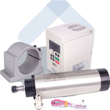 Motor de husillo CNC, velocidad de 24000 rpm, diseño refrigerado por aire, con pinza VFD. (1/2)