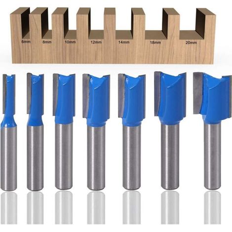 Set de 7 fraises droites 8 mm – Carbure YG6 – Diamètres 6 à 20 mm – Pour coupes nettes sur bois dur et tendre – Compatible routeurs CNC (1/5)