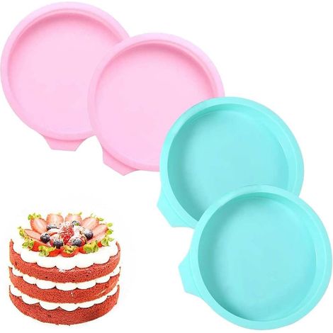 Moules gâteaux ronds - Silicone 20 cm - Lot 4 (1/5)