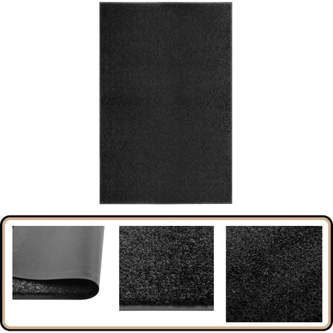 Fußmatte Waschbar Schwarz 120x180 cm - Innenfußmatte - Außentürmatte - Schwarze Fußmatte - Wasserdichte Fußmatte - Anti-Rutsch-Matte (1/5)