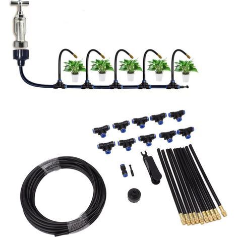 Automatisches 360°-Tropfbewässerungsset – 8-mm-Schlauch, verstellbare Universal-Sprühdüse, Kupfer-Zerstäubungssystem für Garten/Rasen/Gewächshaus – Mehrdirektionale Rotation (1/5)