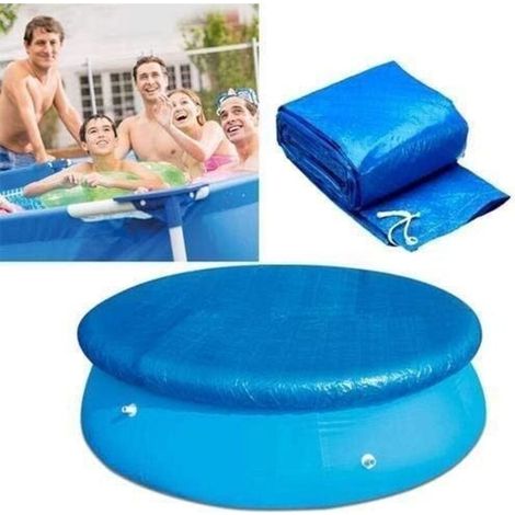 Bâche de protection/couverture de bassin de 183 cm de diamètre avec fixations par corde, bâche robuste, étanche à la poussière et au vent pour piscines hors sol rondes (1/4)