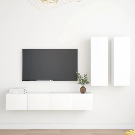 vidaXL Set Mobili Porta TV 4 pz Bianco in Legno Multistrato (1/5)