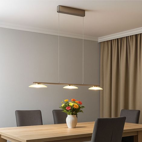 MERTON SOSPENSIONE LED 27W 2850lm, 3000K METALLO ACCIAIO CON 3 DIFFUSORI VETRO DIMMERABILE AD INTERRUTTORE L. 102CM (1/5)