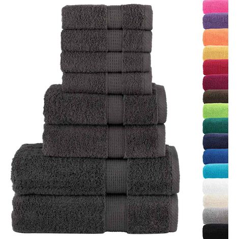 vidaXL 8 Piece Premium Towel Set "SOLUND" Anthracite 600 gsm