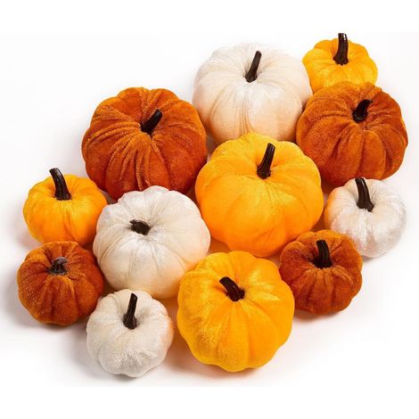 Kürbis Deko Herbst Halloween Mini Künstlich Schaum 12 Orange (Samt) (1/5)