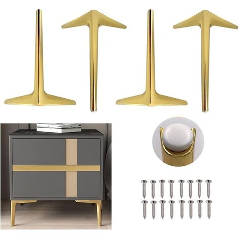 Pieds de meubles en métal, pieds de meubles triangulaires, pieds de table à monter soi-même, pieds de canapé modernes en métal, adaptés aux canapés, armoires, lits, tables, chaises, lot de 4 (18 cm) (1/3)