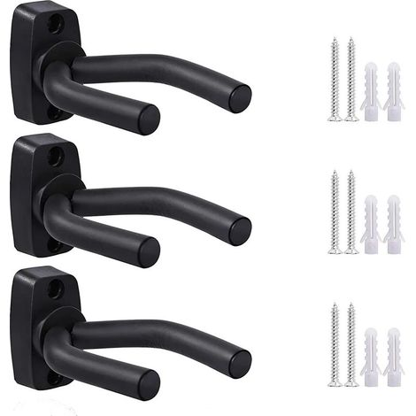 Support mural universel pour guitare, fixation murale avec vis, compatible avec guitare acoustique, guitare classique, guitare électrique, basse et ukulélé. (1/2)