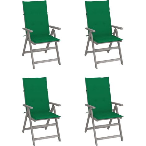 Lot de 4 Chaises inclinables de jardin,Fauteuils d'extérieur avec coussins Bois d'acacia -TF16709 (1/5)