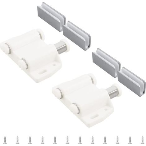 Lot de 4 loquets magnétiques pour porte en verre - Réglable - Sans cadre - Avec pince d'armoire - Convient pour porte en verre oscillante de 3 à 6 mm (blanc) (1/5)