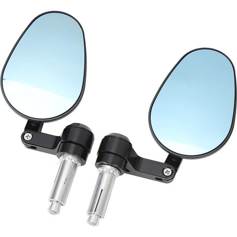 Stück Motorrad-Rückspiegel, schwarz-blaues Glas, blendfrei, Lenker-Seitenspiegel für Motorrad und Fahrrad (1/5)