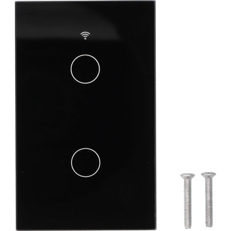 For Zigbee Tuya Remote Light Switch Voice Control 2‑Gang US Wall Touch Switch AC 100‑240VBlack