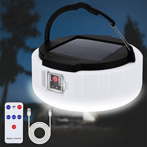 Lanterne solaire de camping avec télécommande d'éclairage LED Lanterne de camping USB rechargeable et portable Lampe de tente Power Bank Étanche Lampe de camping d'urgence (1/2)
