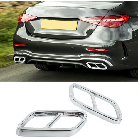 Auspuffblenden (ein Paar, links und rechts) für Mercedes-Benz C-Klasse W206 ab 2021, silberplattiert (1/5)