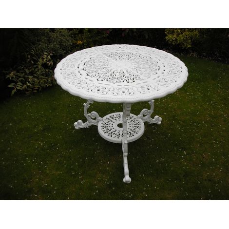 Victorian Round Table British Made, High Quality Cast Aluminium Garden Furniture - L94 x W94 x H73 cm