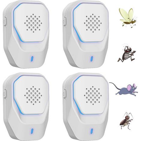 Répulsif électromagnétique ultrasonique efficace, repousse les moustiques, les souris, les fourmis, les mouches, les araignées et les cafards (paquet de 4). (1/5)