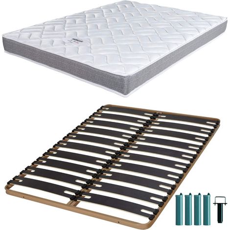 Matelas mousse + Sommier métal C310 140x190 Morgan - Hauteur 17 cm - Soutien ferme (1/5)