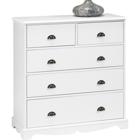 Commode Blanche 5 Tiroirs Style Anglais L 96.2 H 97.4 P 42.5 cm (1/5)