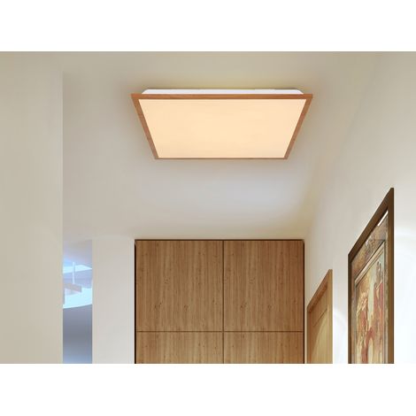 Flache LED Deckenleuchte DORO in Holzoptik Quadrat, 45cm (1/5)