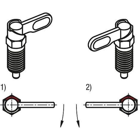 KIPP Sperrriegel mit Anschlag Rechts D12 M20x1,5 Form C Gewindehülse (1/3)