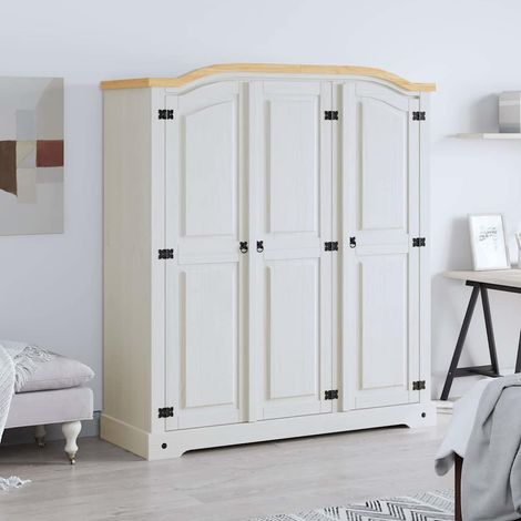 Maison Exclusive - Armadio in Legno di Pino Messicano Corona 3 Ante Bianco