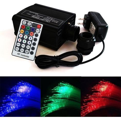 Kit de plafonnier étoilé Bluetooth 16W – 200 brins fibre optique 0,75mm – 2m – 13 couleurs et 5 modes dynamiques – Pour voiture et maison - 75mm2m (1/5)