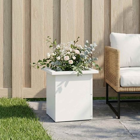 vidaXL Fioriera da giardino con LED Bianco 30 x 30 x 30 cm Acciaio (1/5)