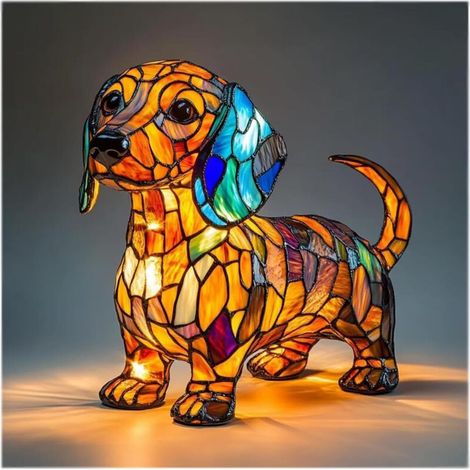 Teckel BVeilleuse artistique, lampes de table LED à thème de chiens mignons, veilleuse de table bouledogue français en résine teintée, décoration d'intérieur animalière vintage