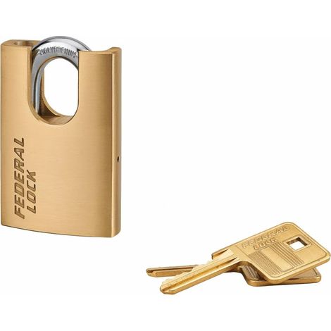 THIRARD - Cadenas à clé Fédéral Lock 520-P, laiton, chantier, anse protégée acier, 50mm, 2 clés - THIRARD