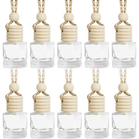 10PCS Diffuseur Voiture,Diffuseur Voiture Vide,Diffuseur Parfum Voiture,Diffuseur Huiles Essentielles Voiture,Flacon Diffuseur Parfum Vide,Convient à Toutes Les Voitures (Round, 10PCS)