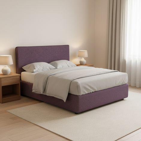 Lit une place et demie Oldham, déhoussable, coffre, made in Italy, lilas violet (1/4)