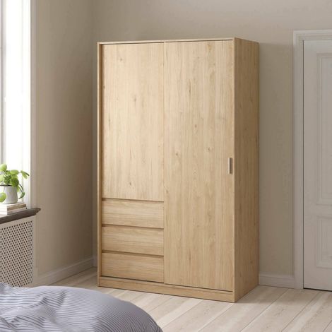 Dmora - Kleiderschrank 2 Türen Clemence, Schlafzimmermöbel, Schrank, Garderobe, 119x60 h200 cm, Eiche (1/5)