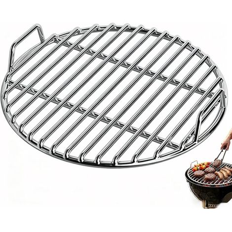 Grille de barbecue ronde en acier inoxydable - 28 cm - Argent - Grille BBQ extérieur - Accessoire barbecue (1/5)
