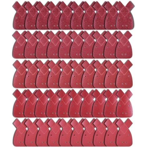 Lntyq 50 Pièces Feuilles Abrasives Feuille de Ponçage 10 X Grains 40/60/ 80/120/ 240 Papier Abrasif Triangles de Ponçage Fit Black and Decker Detail Palm Sander (1/4)